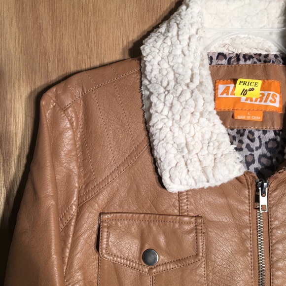 Brown Leather Jack with Fur - Picture 2 of 3